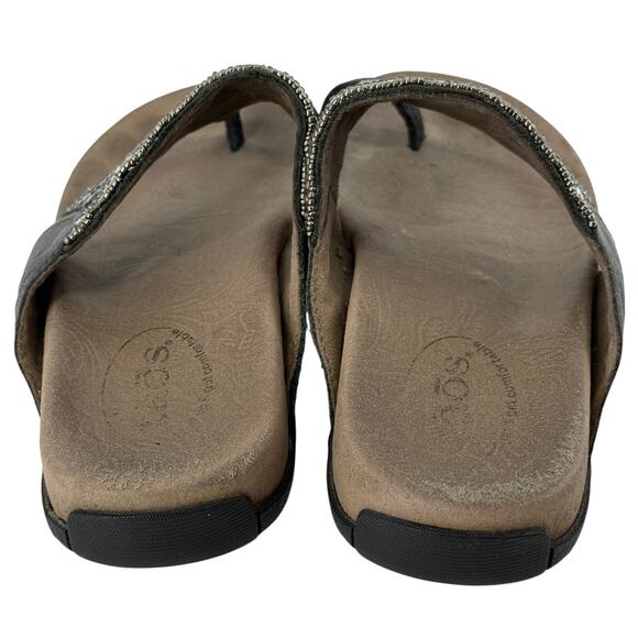 Taos Genie Black Metallic Embellished Toe Thong Sandals Womens Size 6 Comfort - Picture 6 of 11